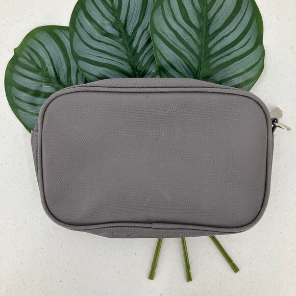 Rectangle Gray Orange Rip Stop Small Zip Travel Make Up Toiletry Cosmetic Bag - Picture 3 of 9